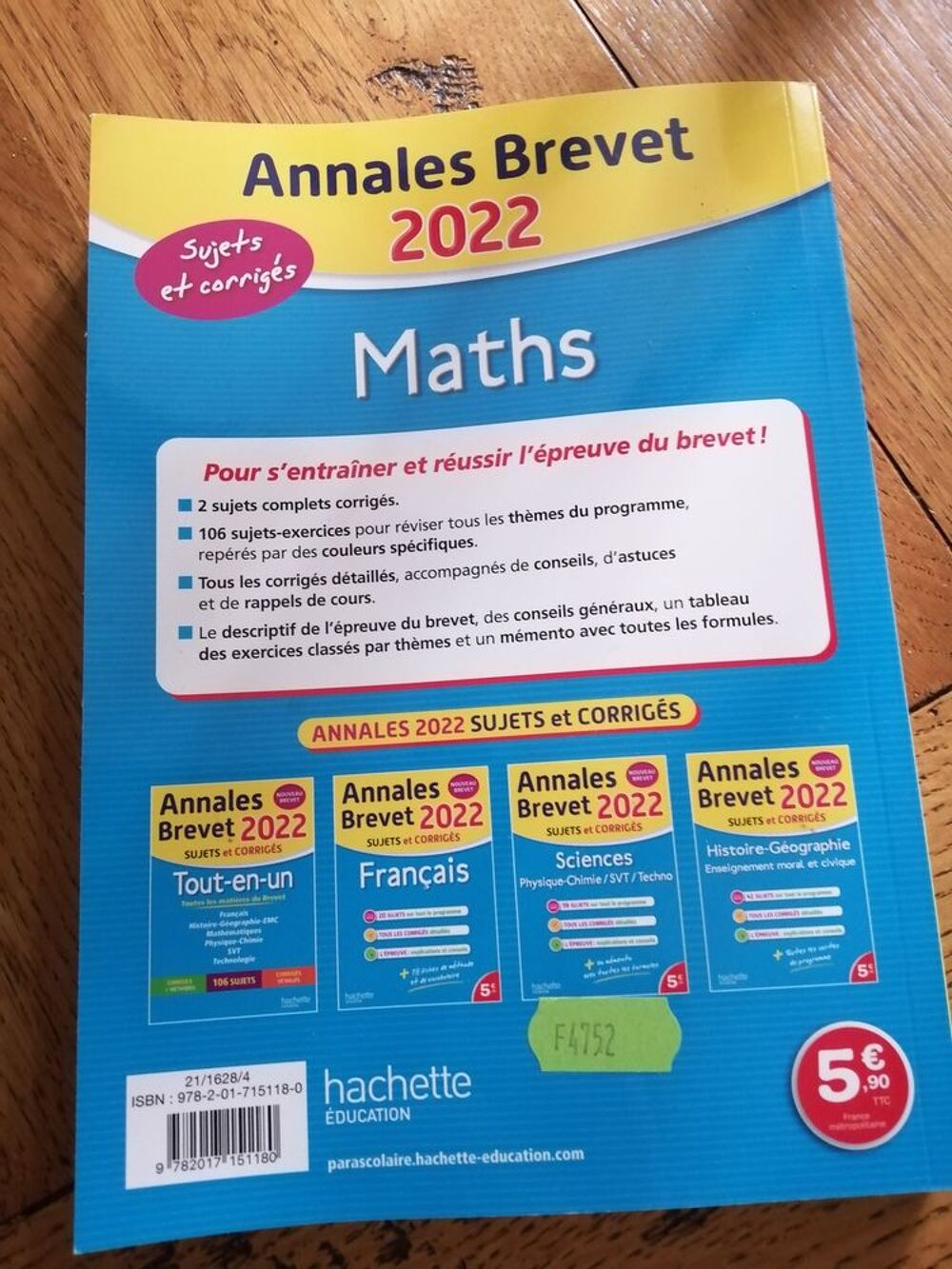 ANNALES brevet 2022-MATHS Livres et BD