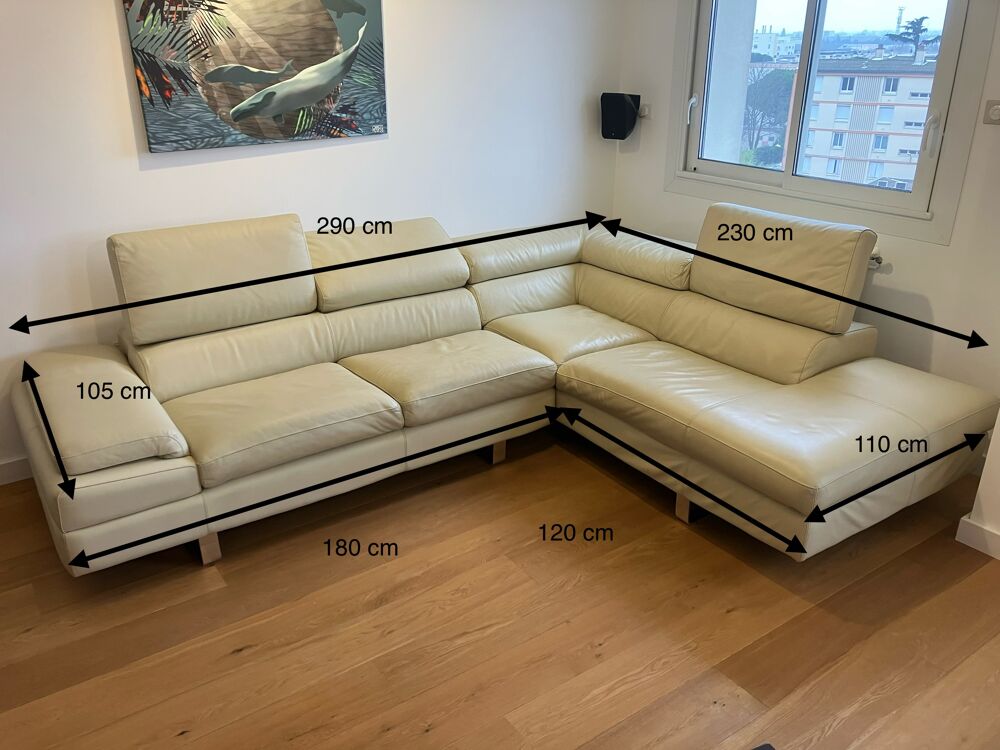Canap&eacute; d'angle en cuir beige Meubles