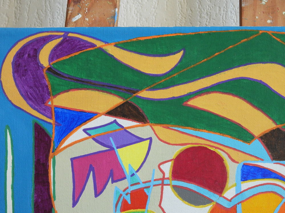 Tableau acrylique sur toile - Autoportrait au loup Décoration