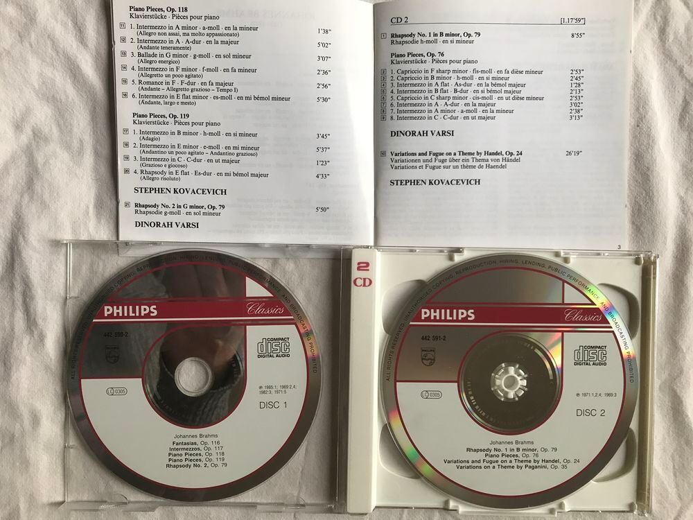 CD Brahms, Haendel, Paganini, The Late Piano Music CD et vinyles