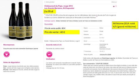 Chteauneuf du Pape 2014 - 2 * 75 cl 40 Enghien-les-Bains (95)