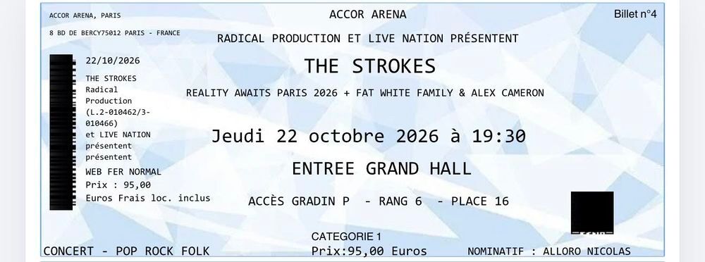 concert The strokes Paris Billetterie