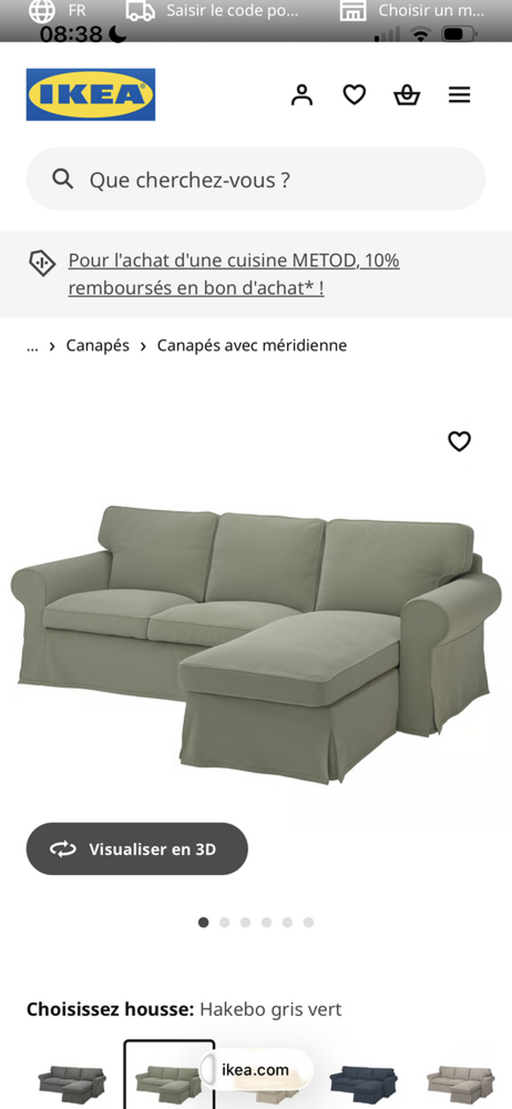 Canap&eacute; 3 places m&eacute;ridienne EKTORP IKEA Meubles