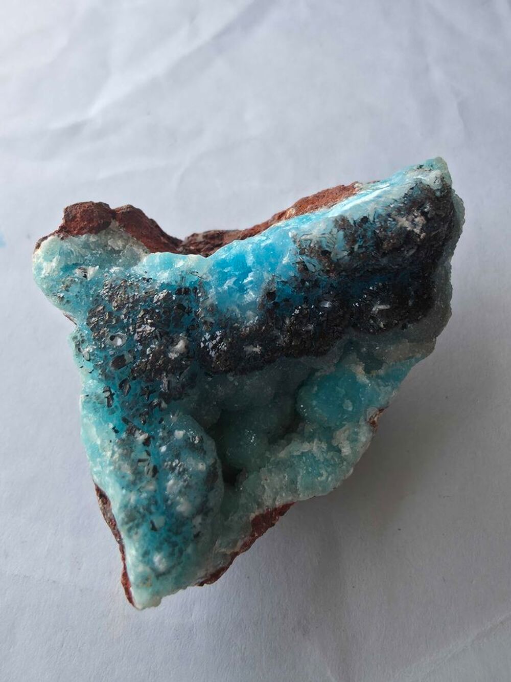 Min&eacute;ral H&eacute;mimorphite Bleue sur Matrice-Katanga, RDC-75g 