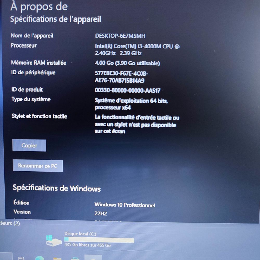 Pc portable Lenovo ThinkPad Intel Core i3 14pouces Ordinateu Matériel informatique