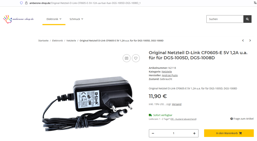 Chargeur D-Link L 1,60 m neuf Bricolage