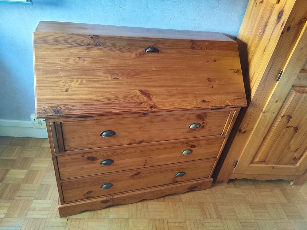 Bureau scriban pin massif miel Meubles