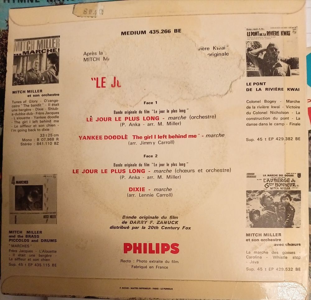 MUSIQUE MILITAIRE / 4 X DISQUES VYNIL 45 TOURS / CD et vinyles