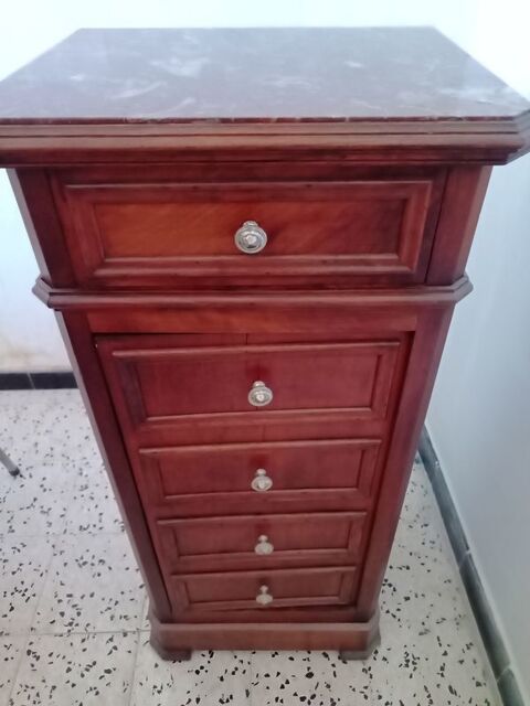 Table de chevet ancienne bois dessus marbre 1 tiroir 1 porte 60 Bagnols-sur-Cze (30)