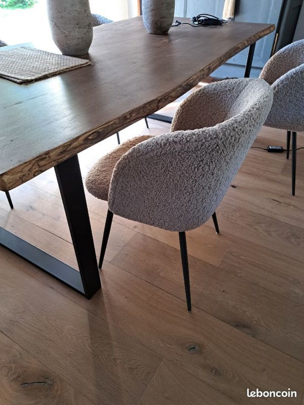 Chaise lots de 4 avec accoudoirs tr&egrave;s confortable bouclettes Meubles