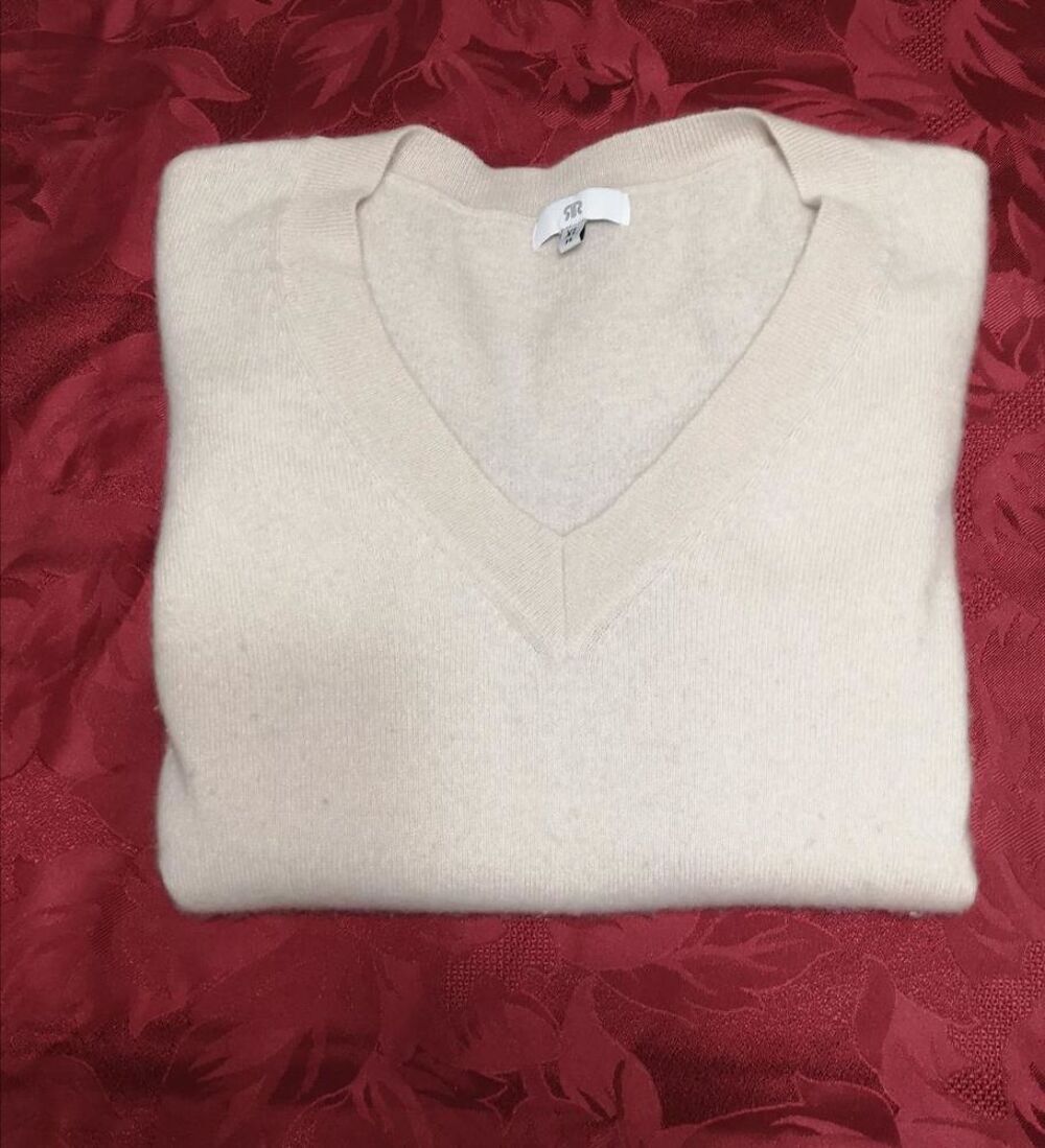 Pull cachemire beige blanc cass&eacute; Vêtements