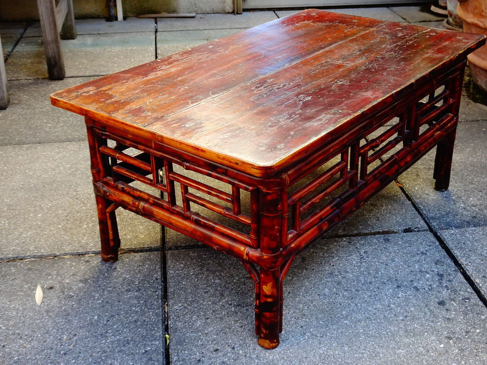 Table basse chinoise en bambou et orme Meubles