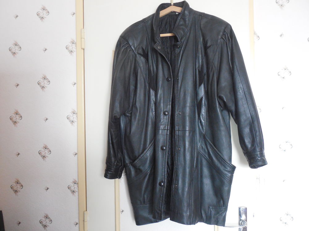 veste cuir noire Vêtements