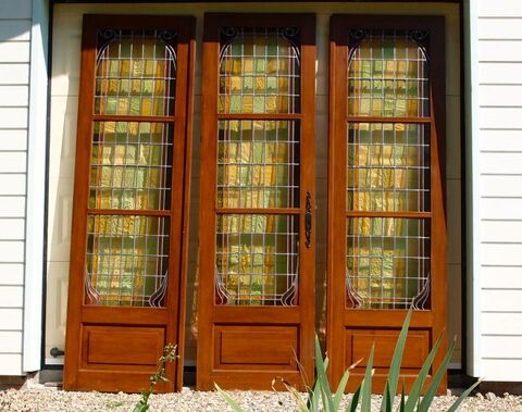 MAGNIFIQUE TRIPTYQUE DE PORTES EN CHNE, AVEC VITRAUX (TBE) 1800 Bordeaux (33)