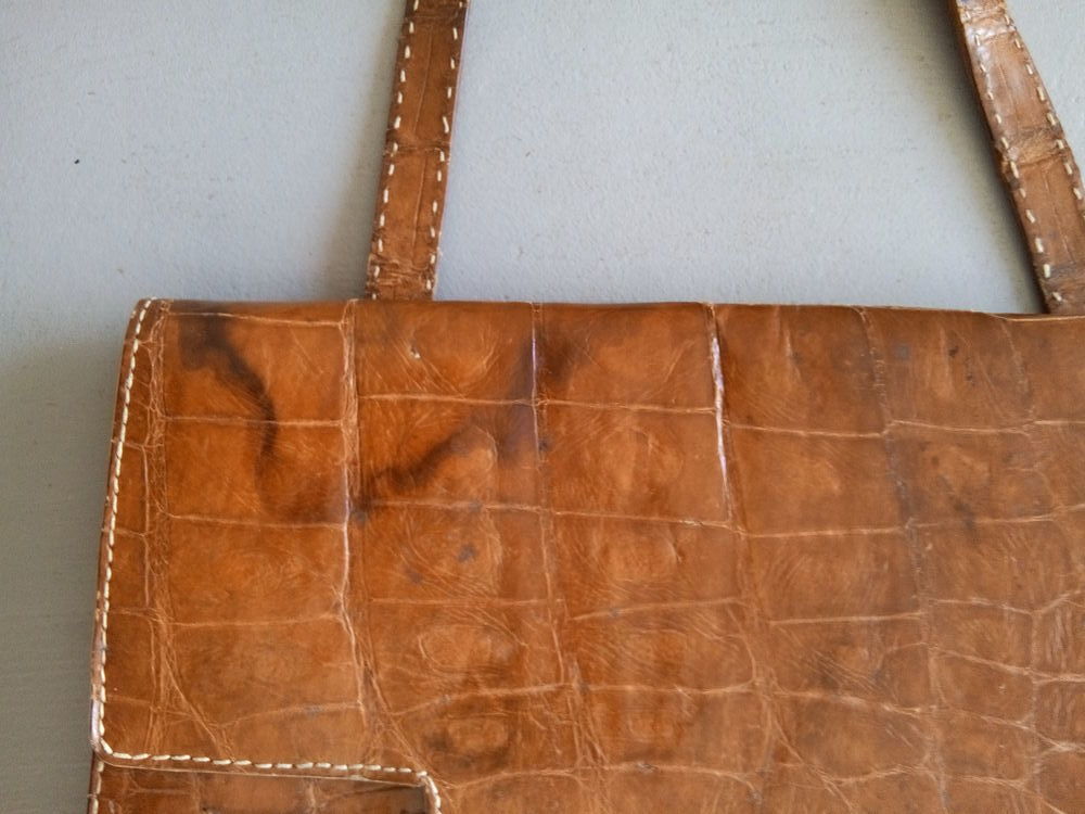 Sac &agrave; main vintage de couleur cognac Maroquinerie