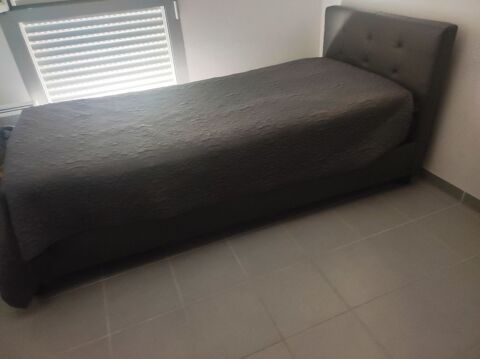 LIT+MATELAS+ TETE LIT GRIS 90X190  50 euros 50 Montpellier (34)