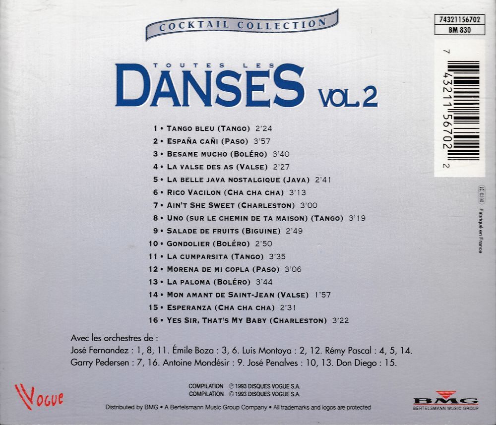 CD Toutes Les Danses Volume 2 CD et vinyles