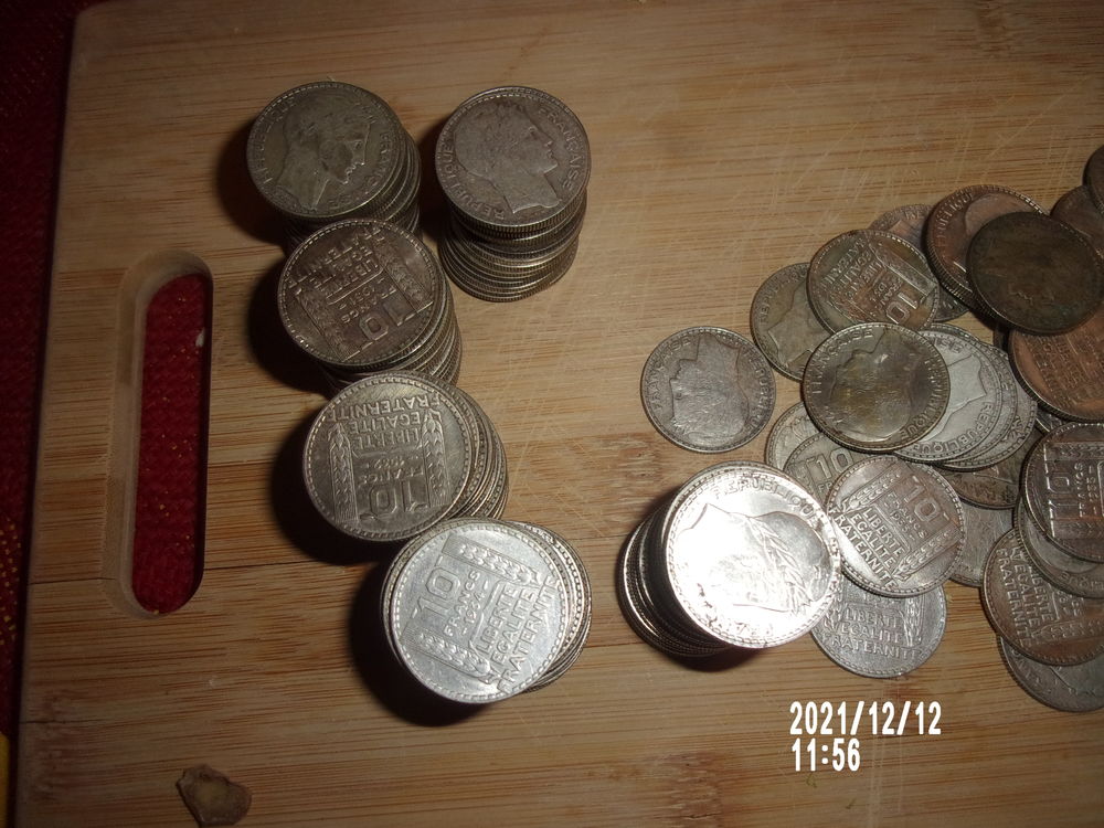 lot de 180 pi&egrave;ces de 10 francs Turin en argent, 1 kilo 800 
