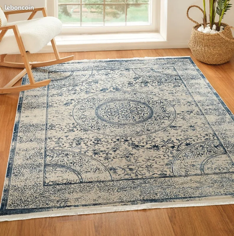 Tapis neuf salon chambre 200 x 290 cm bleu 50 Vernouillet (28)