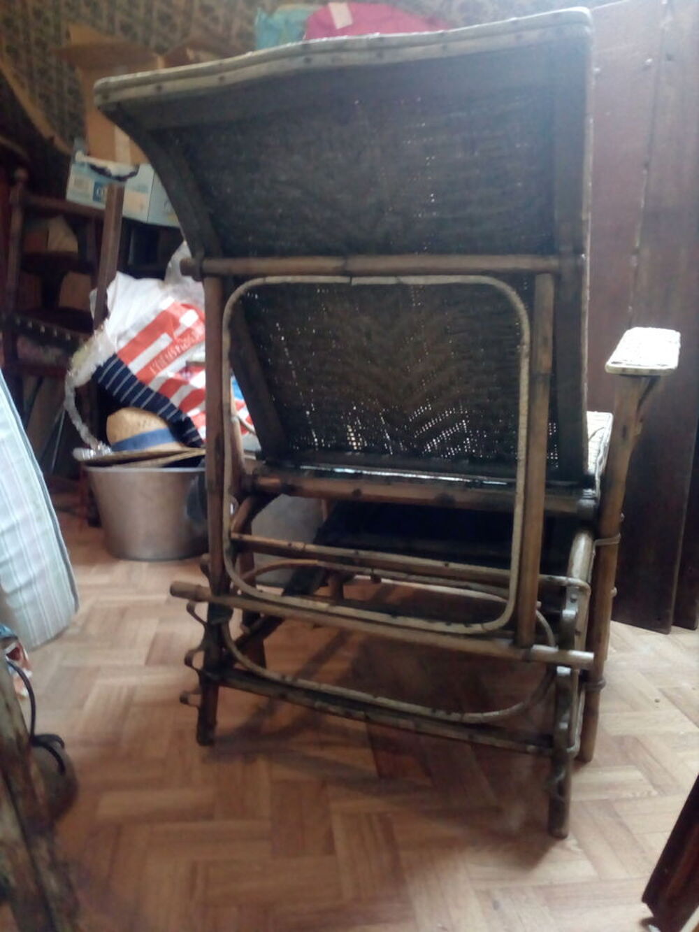 Fauteuil rotin chilienne, transat vintage Jardin