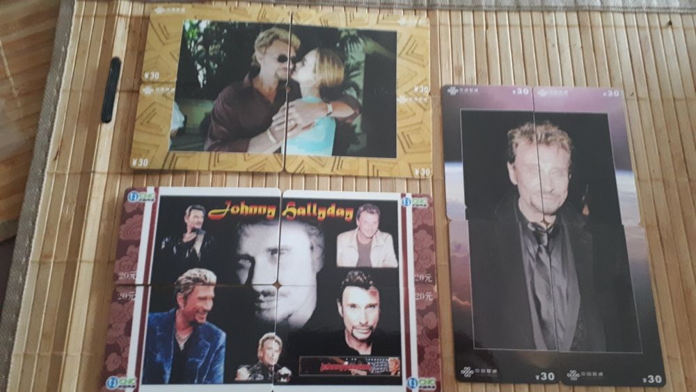 JOHNNY HALLYDAY - 6 Puzzles de t&eacute;l&eacute;cartes - 10 euros pi&egrave;ce 