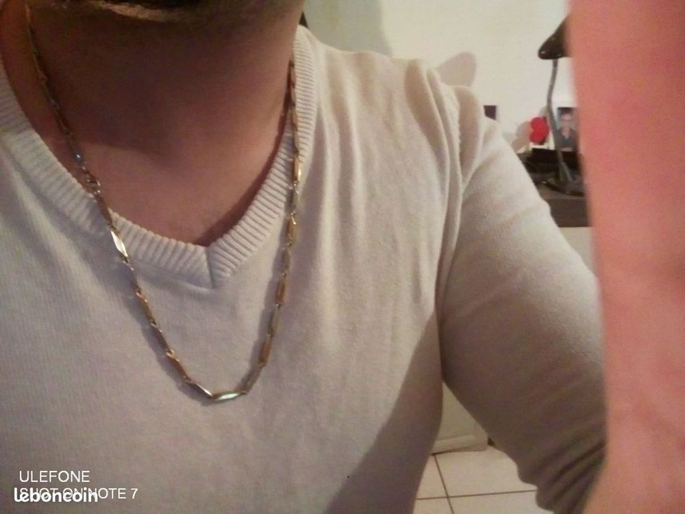 Collier &agrave; cha&icirc;ne pour homme plaqu&eacute; or et argent Bijoux et montres