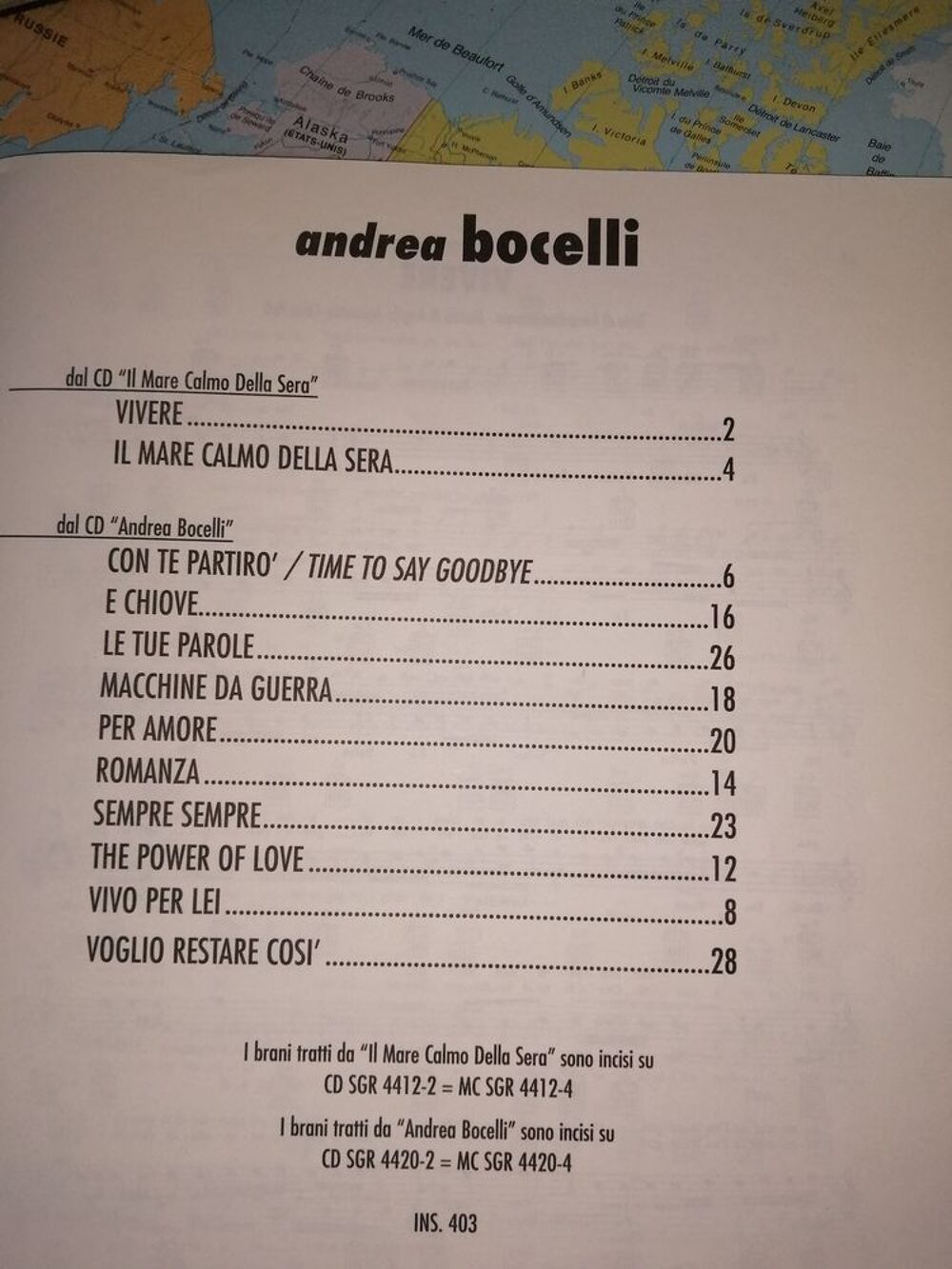 Livret partitions Andrea BOCELLI Livres et BD