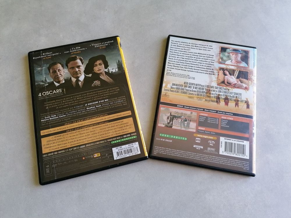 Le discours d'un Roi et des Souris et des Hommes DVD et blu-ray