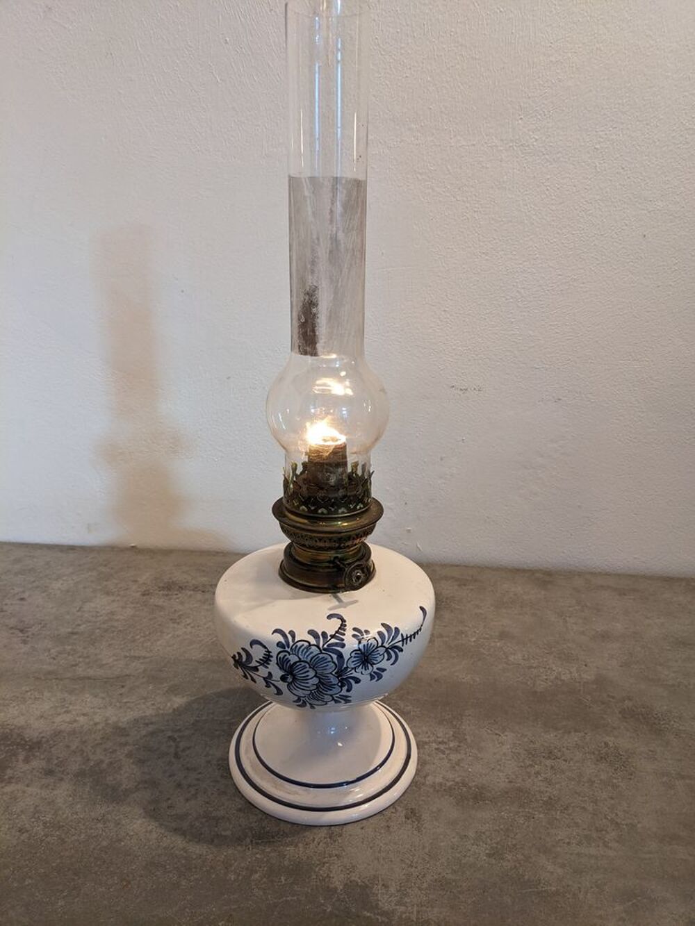 lampe &agrave; p&eacute;trole en c&eacute;ramique + verre + laiton en parfait &eacute;t Décoration