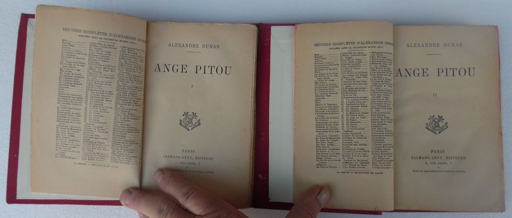 Alexandre DUMAS ANGE PITOU 2 volumes vieux livres collection Livres et BD