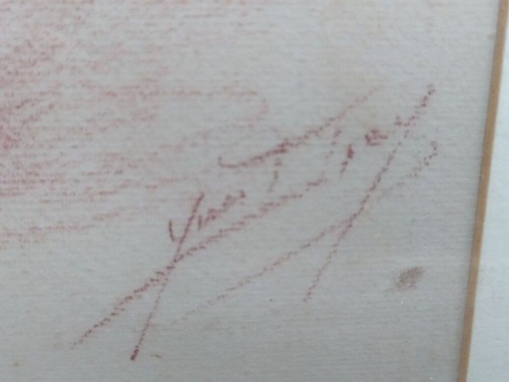 Dessin Sanguine Danseuse de Ballet Ballerine Sign&eacute; 