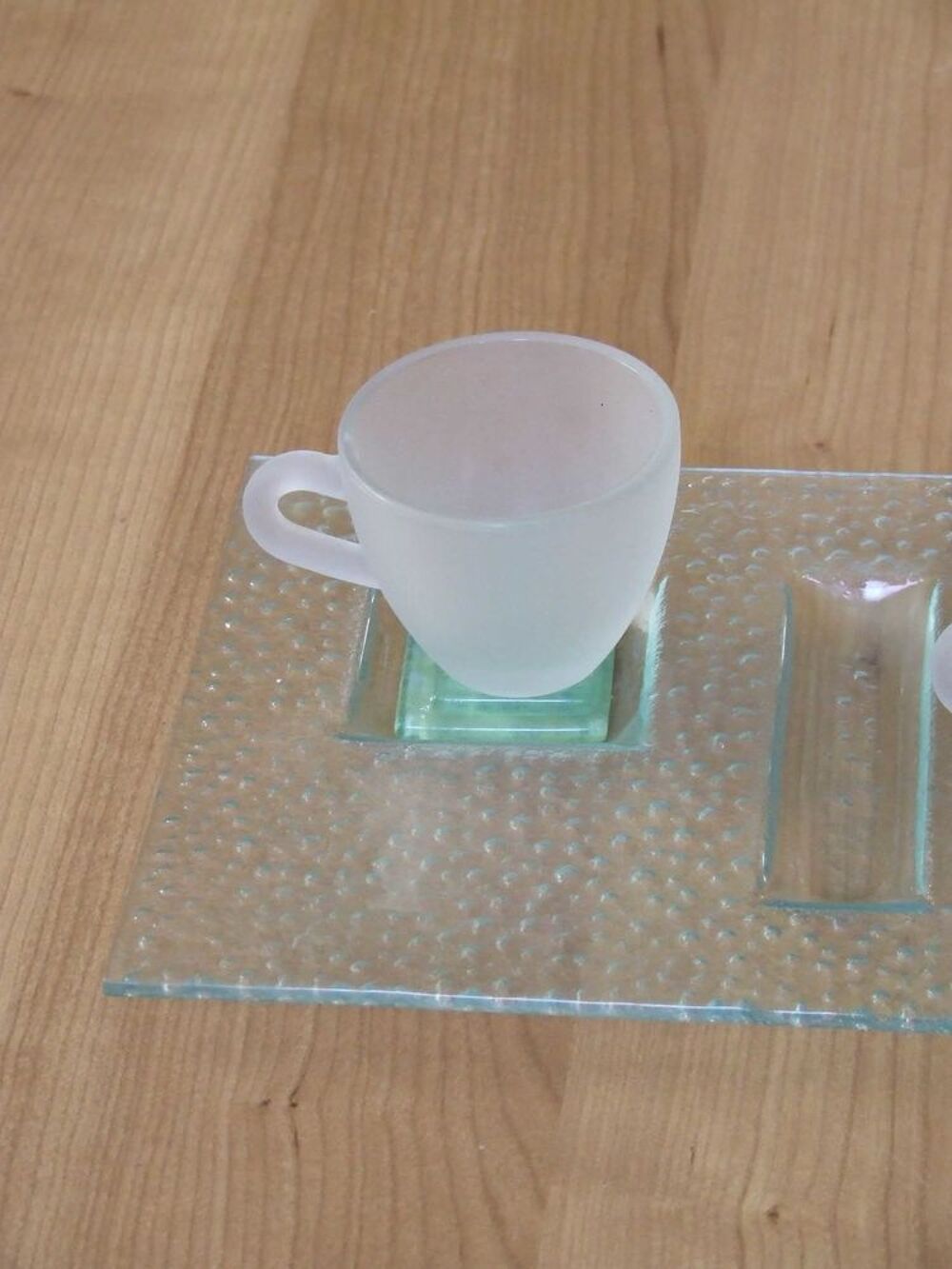 Set de tasses &agrave; caf&eacute; duo et son petit plateau en verre, NEUF Cuisine