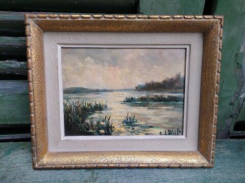 Tableau Paysage Lacustre Signé Paul Wolf 80 Loches (37)