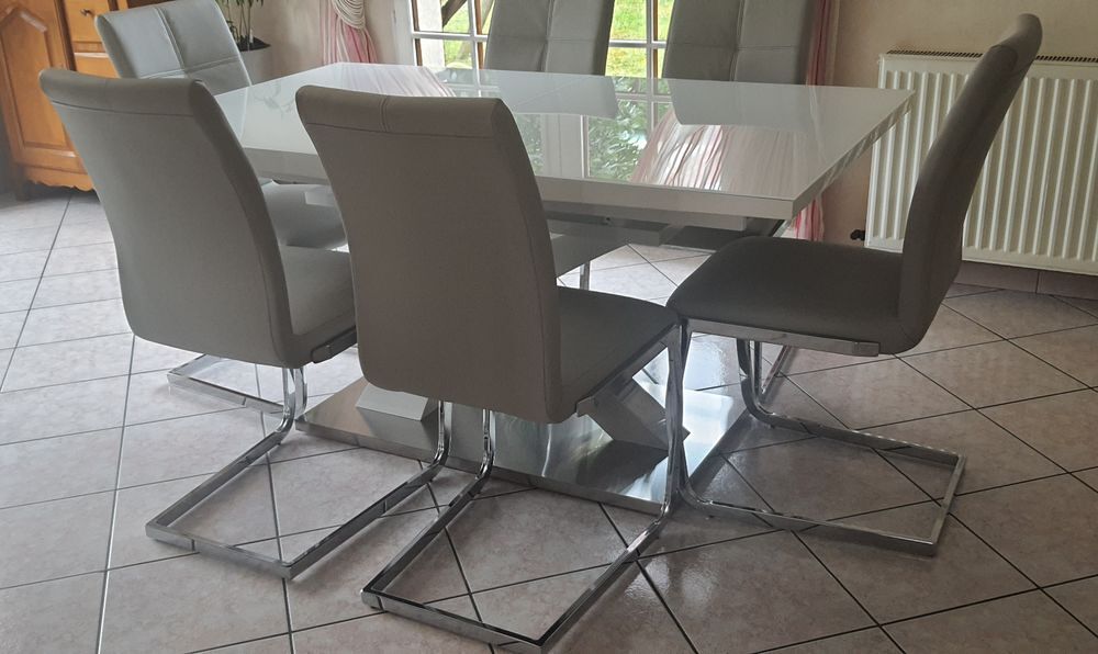 6 Chaises design luge pi&egrave;tement chrom&eacute; Meubles