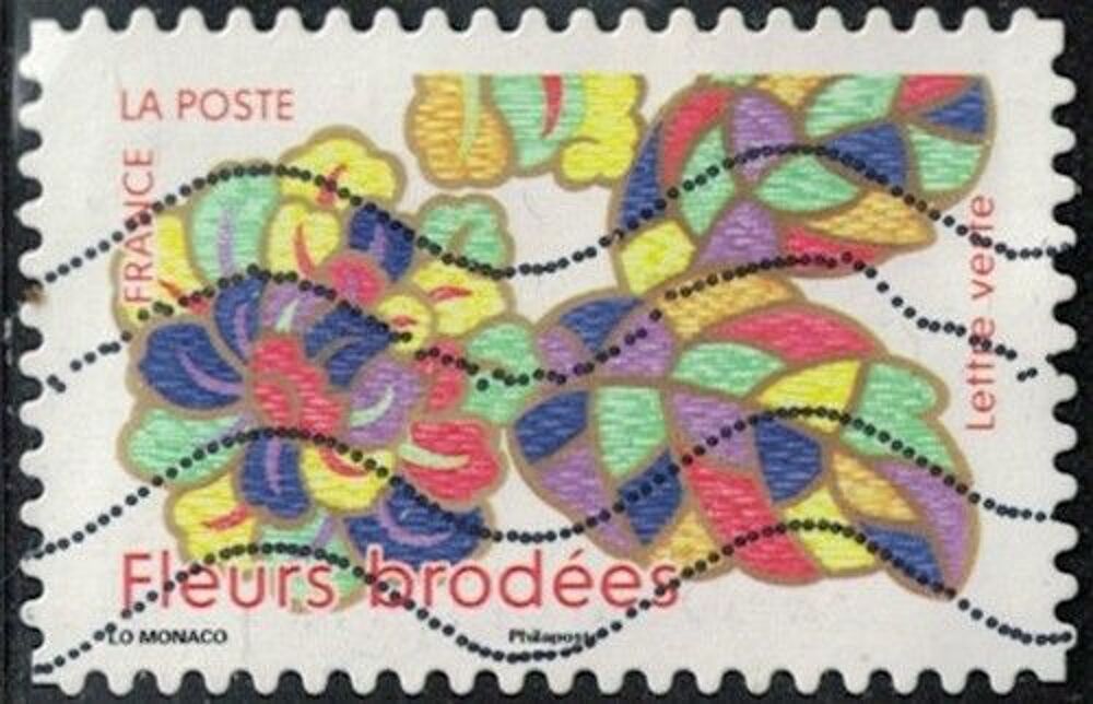 France 2025 Oblit&eacute;r&eacute; Used Quatri&egrave;mes Fleurs Brod&eacute;es Y&amp;T FR 2 