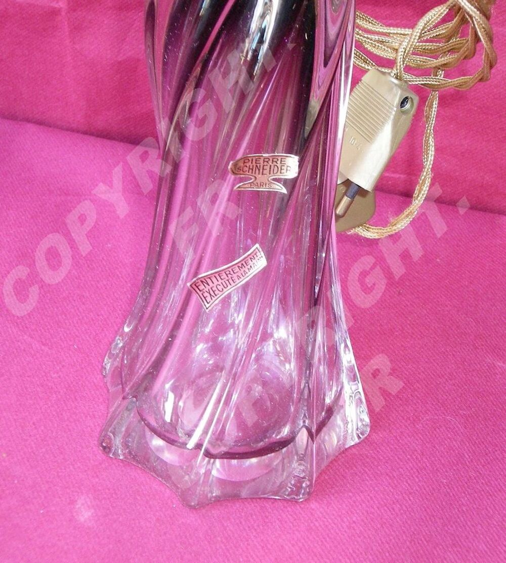SCHNEIDER PIERRE ANCIENNE PAIRE DE LAMPE EN CRISTAL Décoration