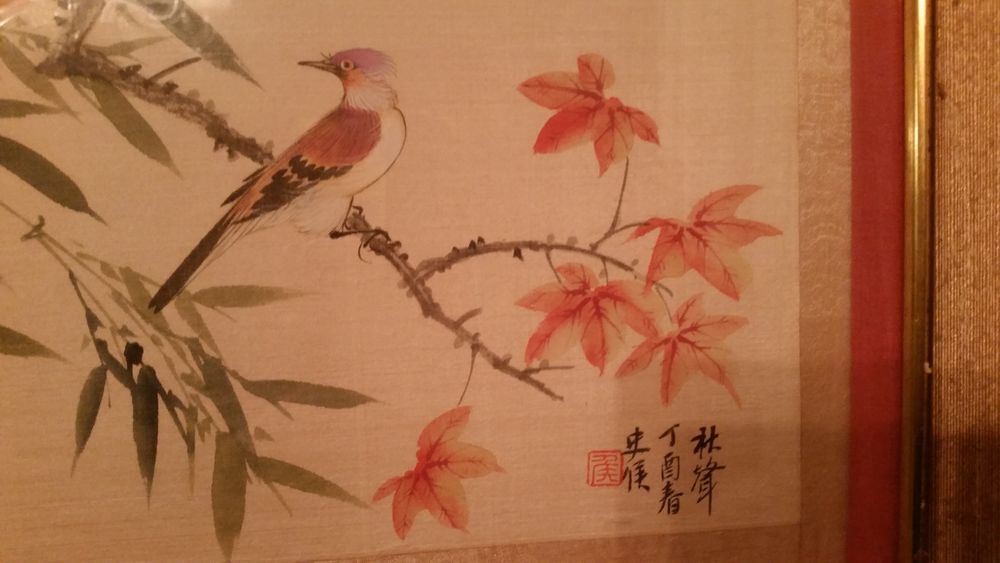 Tableau peinture sur soie CHINOIS Décoration