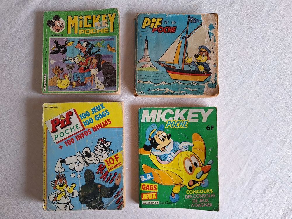 Lot de 2 Pif poche (n&deg;60-301) et 2 Mickey poche (n&deg;103-149) Livres et BD
