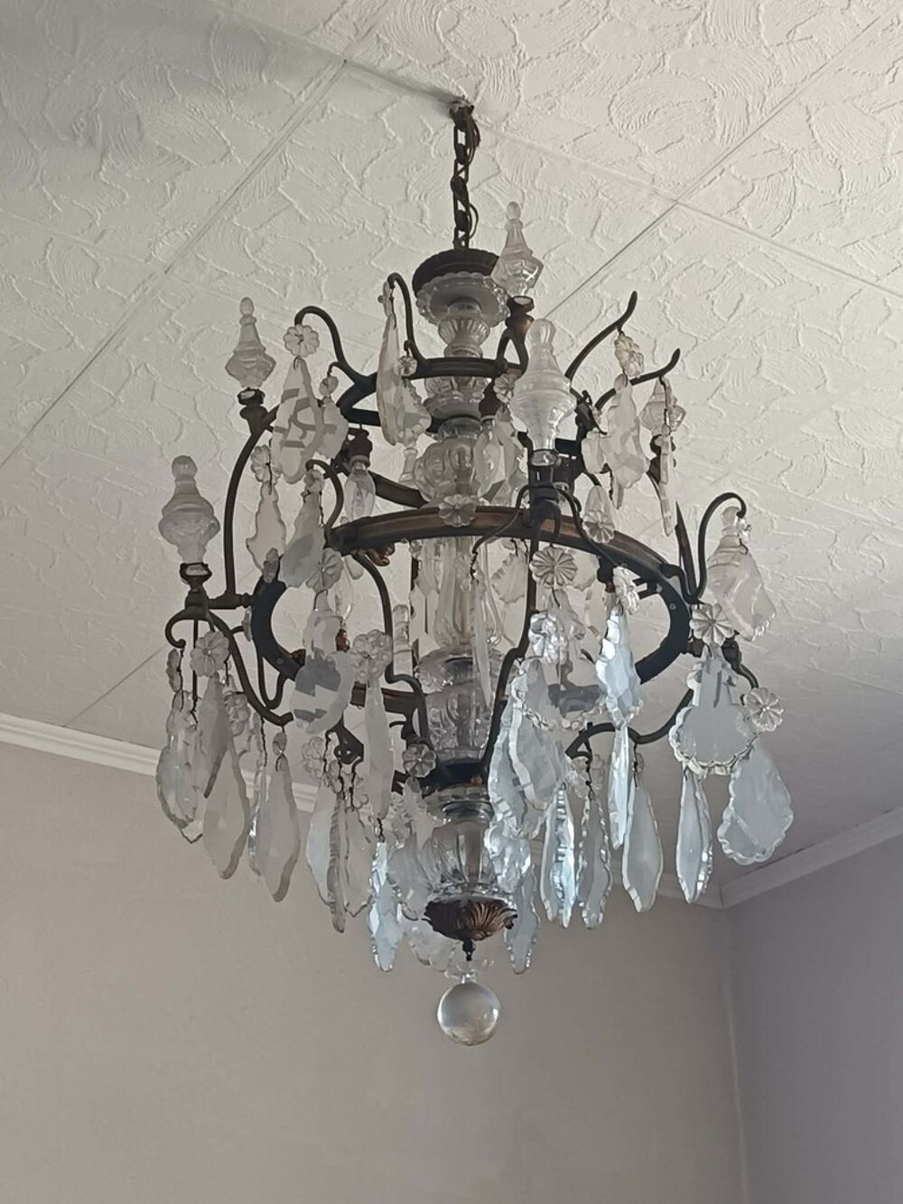 Lustre pampilles et bronze XIX &egrave;me si&egrave;cle Décoration