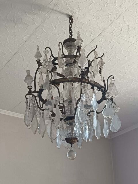 Lustre pampilles et bronze XIX ème siècle 950 Ghisonaccia (20)