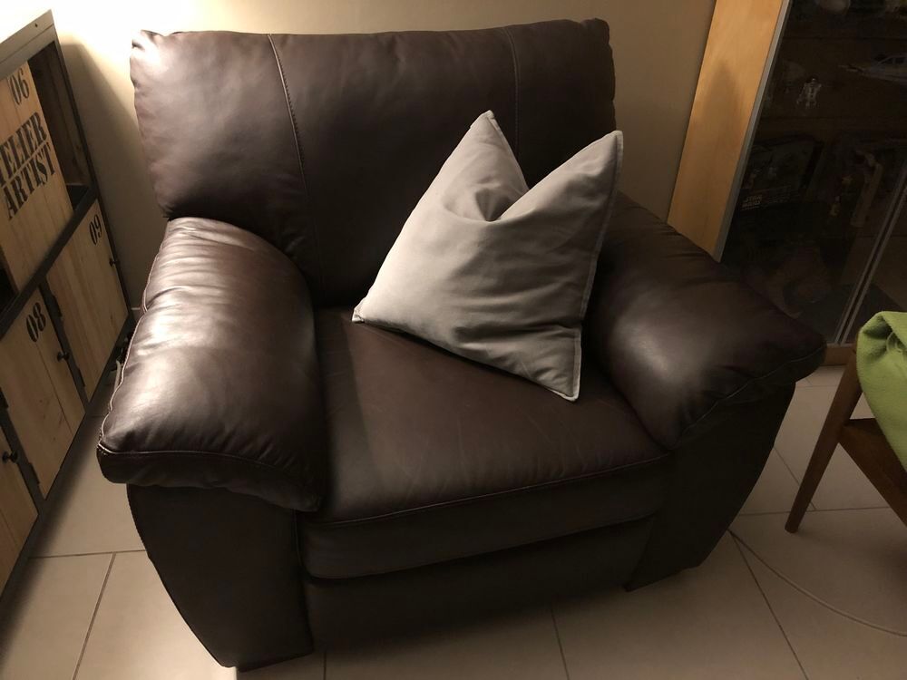 2 fauteuils en cuir marron Meubles