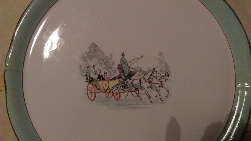 Plat &agrave; tarte vintage ann&eacute;e 1960 fa&iuml;ence Cuisine