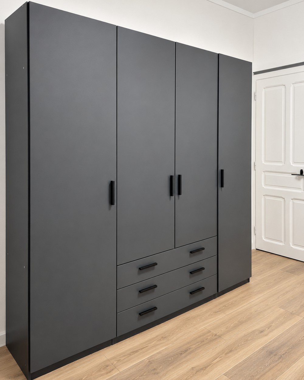 Magnifique dressing XXL ? 4 portes, 3 tiroirs ? Gris anthrac Meubles