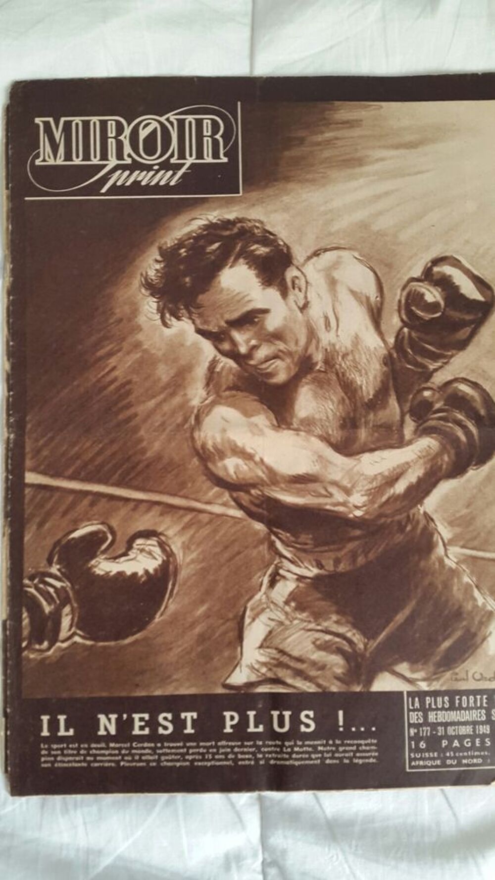 JOURNAUX DE BOXE .M.CERDAN. 