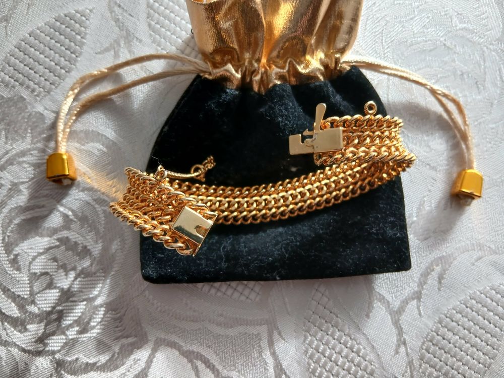  Bracelet mailles gourmette tress&eacute; dor&eacute; or fin brillant Bijoux et montres