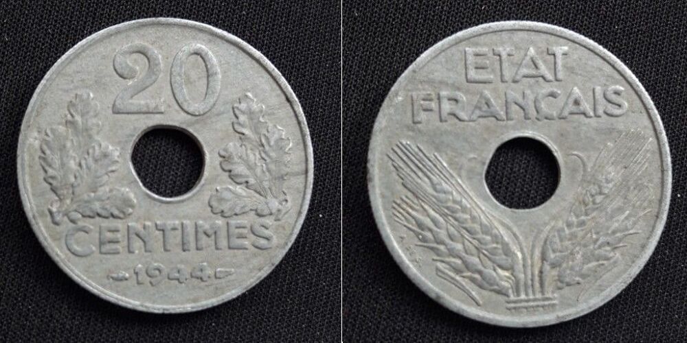 20 centimes &eacute;tat fran&ccedil;ais (zinc) 