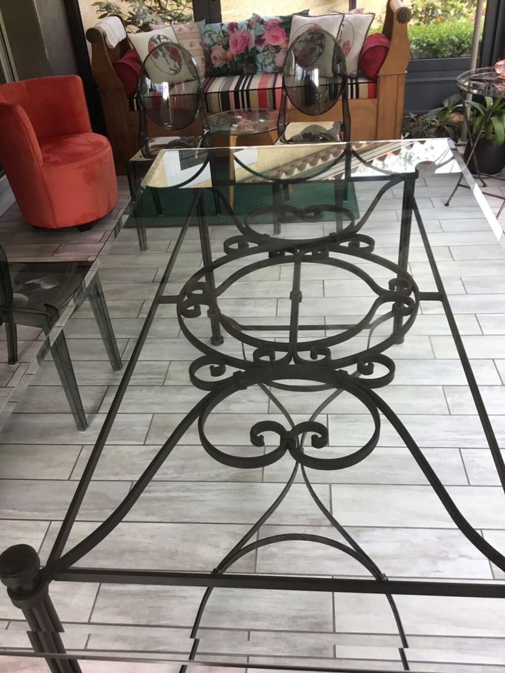 Tables fer forg&eacute; verre Meubles