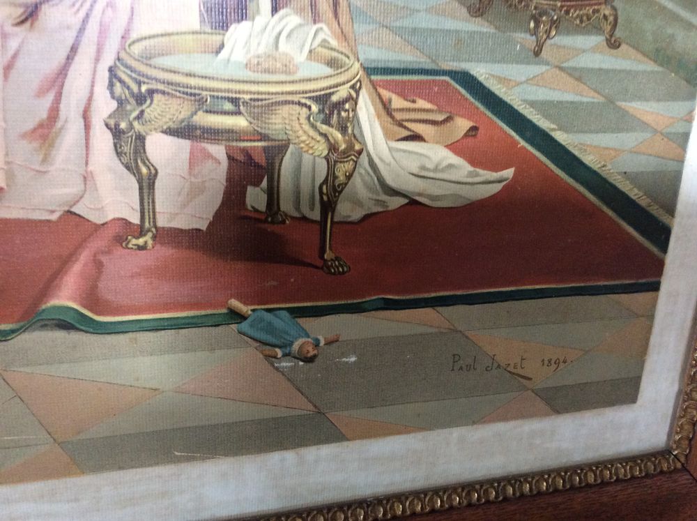 Chromolithographie Bonheur du Foyer sign&eacute;e Paul Jazet 1894 Décoration