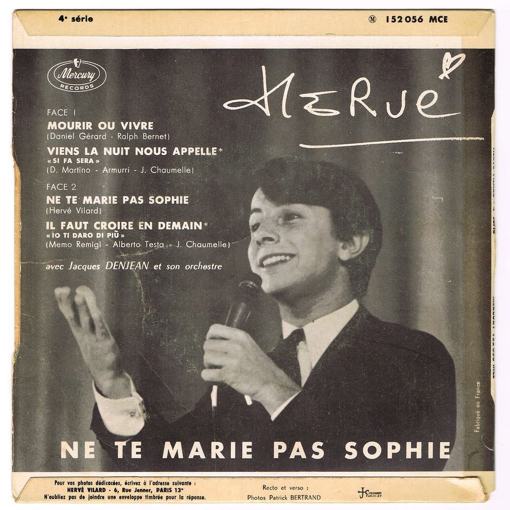 HERVE VILARD - 45t EP - MOURIR OU VIVRE - BIEM 1966 CD et vinyles