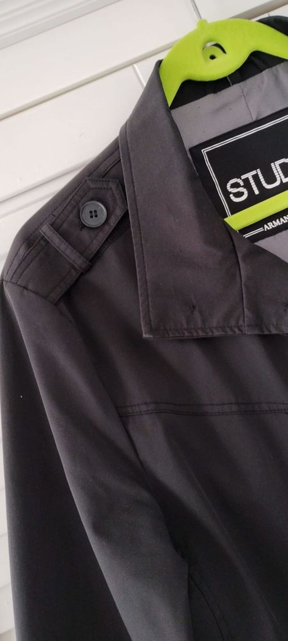 Trench Coat Trois-Quarts Homme - Noir - 64% Coton Vêtements